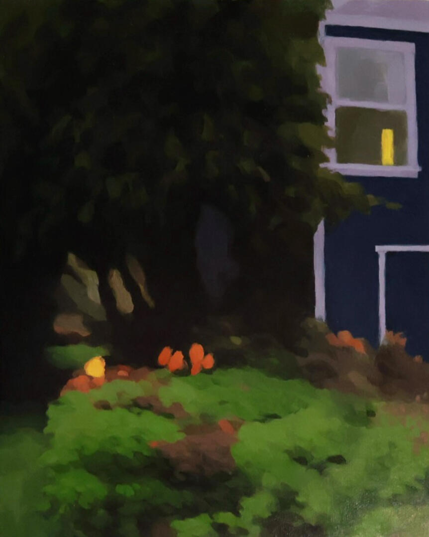 Is this vouyerism, 2025, acrylic on canvas, 8"x10". (available)