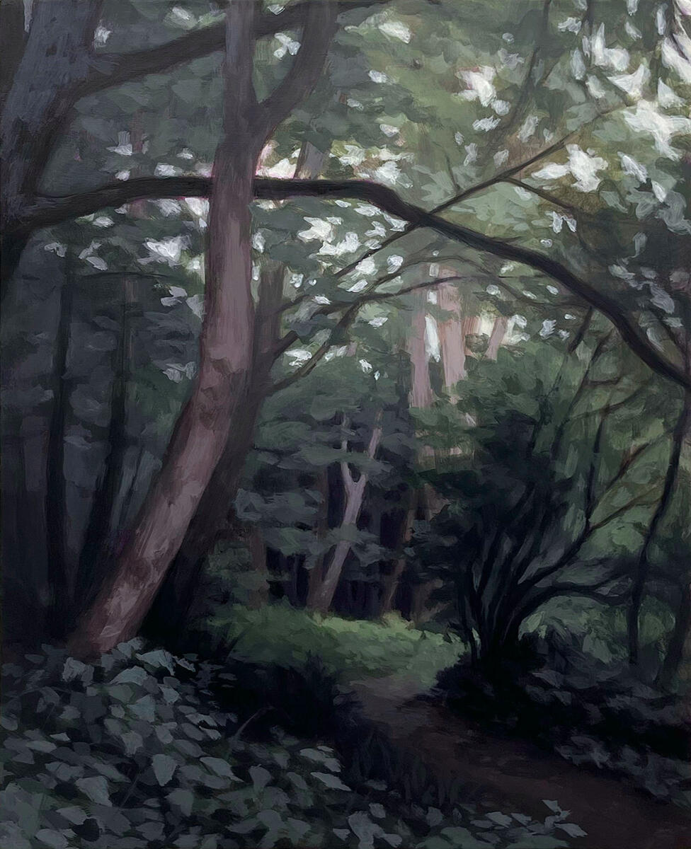 Trillium park, 2024, acrylic on canvas, 13&quot;x16&quot;. (available)