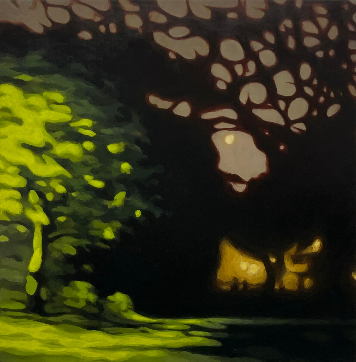 Smoke stains, 2024, acrylic on canvas, 16"x15".(available)