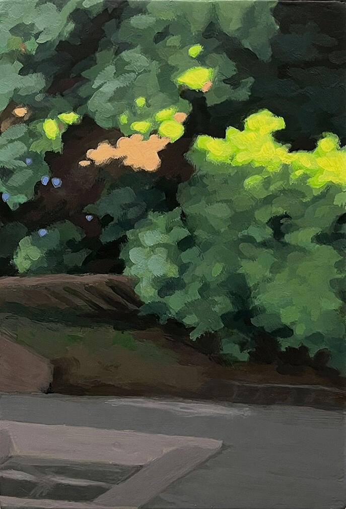 Blindside, 2024, acrylic on canvas, 5&quot;x7&quot;. (unavailable)