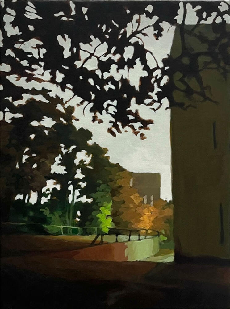 Benefit Street, 2024, acrylic on canvas, 9&quot;x12&quot;.(available)