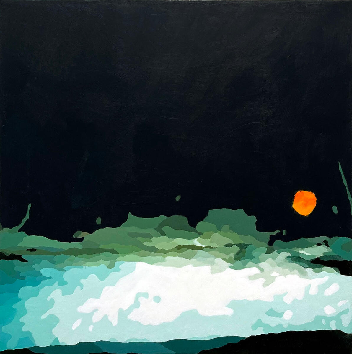 Stop sign, 2023, acrylic on canvas, 16&quot;x16&quot;. (unavailable)