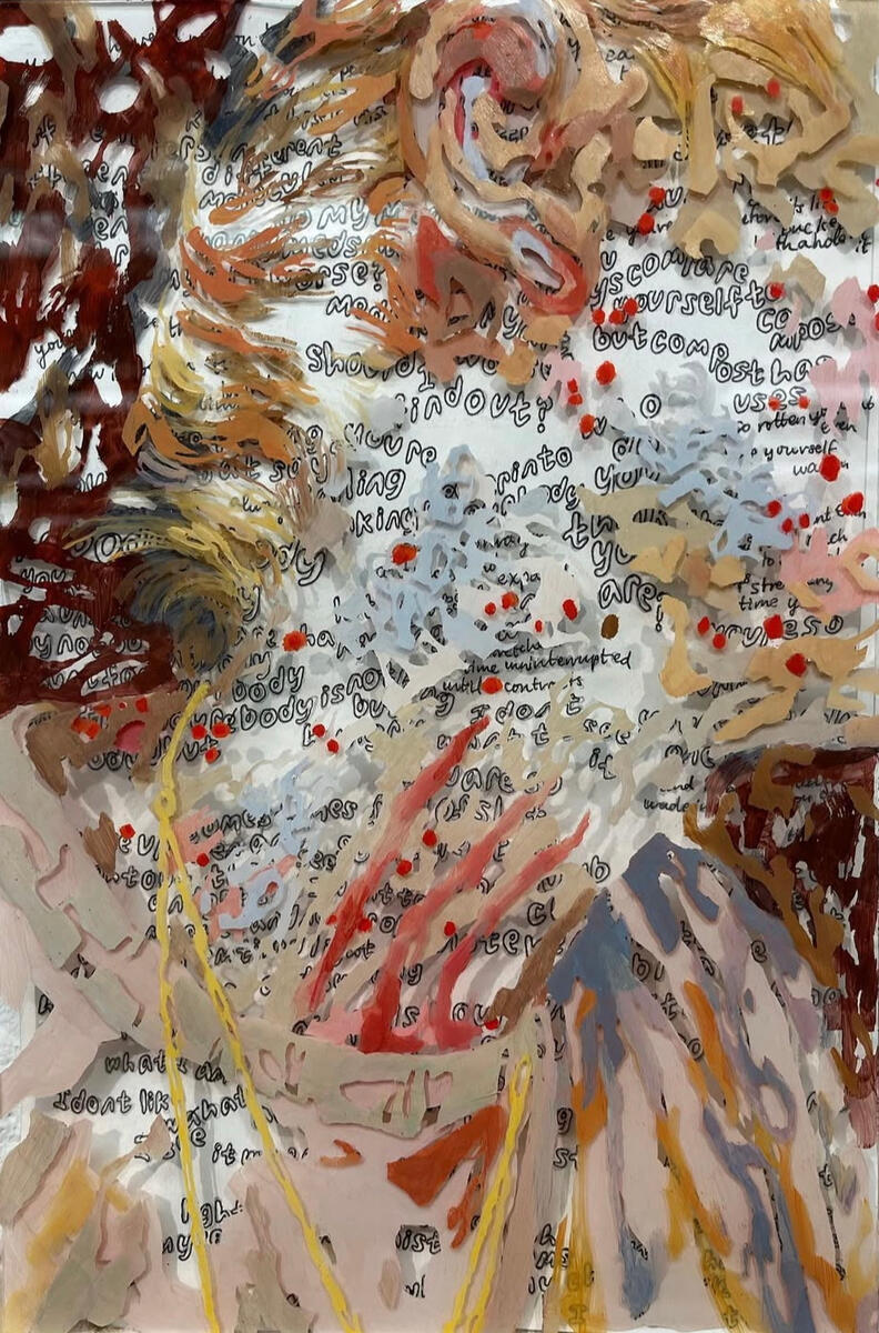 Bad skin, 2022, acrylic on acrylic plexiglass over ink on paper, 8&quot;x12&quot;. (unavailable)