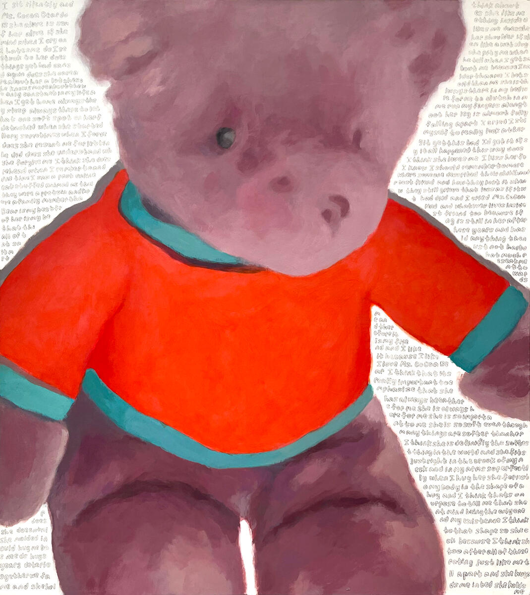 Love letter to Ms. Cocoa Bear, 2022, acrylic & graphite on canvas, 25”x28”. (unavailable)