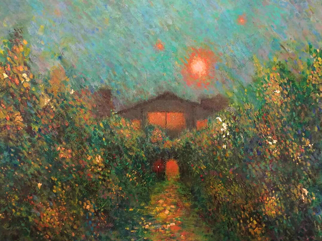 Untitled, 2018, acrylic & goldleaf on canvas panel, unknown dimensions. (unavailable)