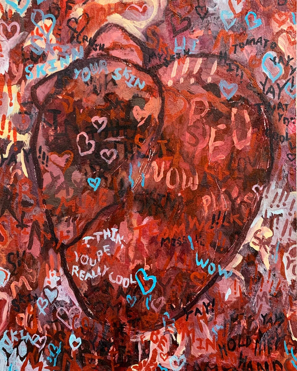 Heart, 2021, acrylic on masonite panel, 9&quot;x12&quot;. (unavailable)