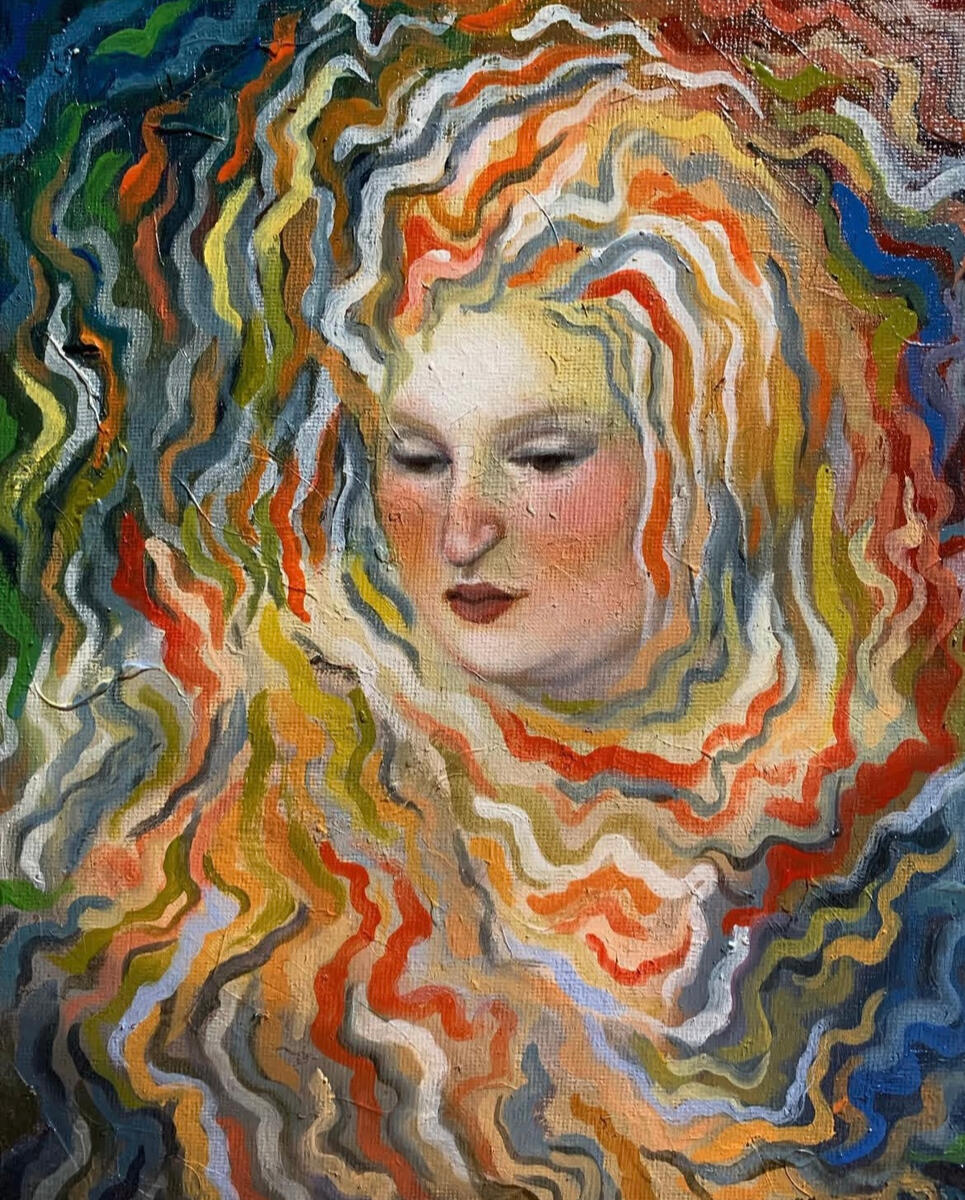 Untitled, 2019, acrylic &amp; oil on canvas panel, unknown dimensions. (unavailable)