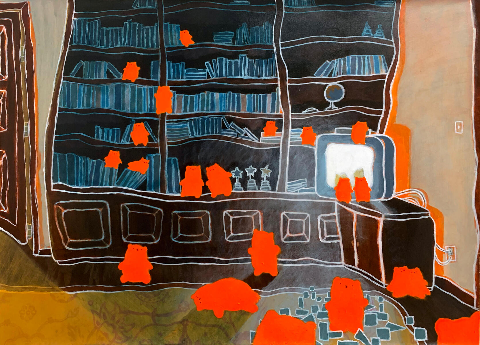 Library I, 2021, acrylic on canvas, 40&quot;x30&quot;. (unavailable)