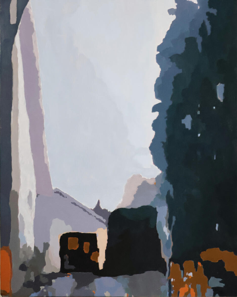 Reversing, 2025, acrylic on canvas, 12"x16". (available)