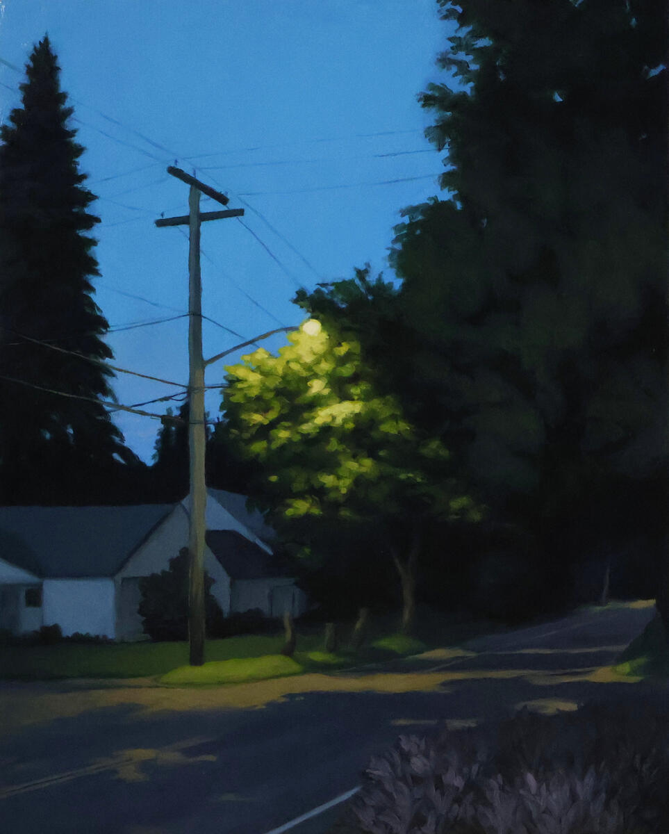 This is where a dog barked at my cat, 2025, acrylic on canvas, 8&quot;x10&quot;. (available)