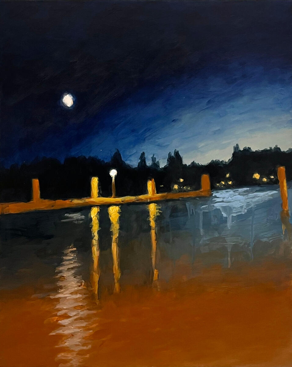 Percival Landing, 2024, acrylic on canvas, 13&quot;x16&quot;. (available)