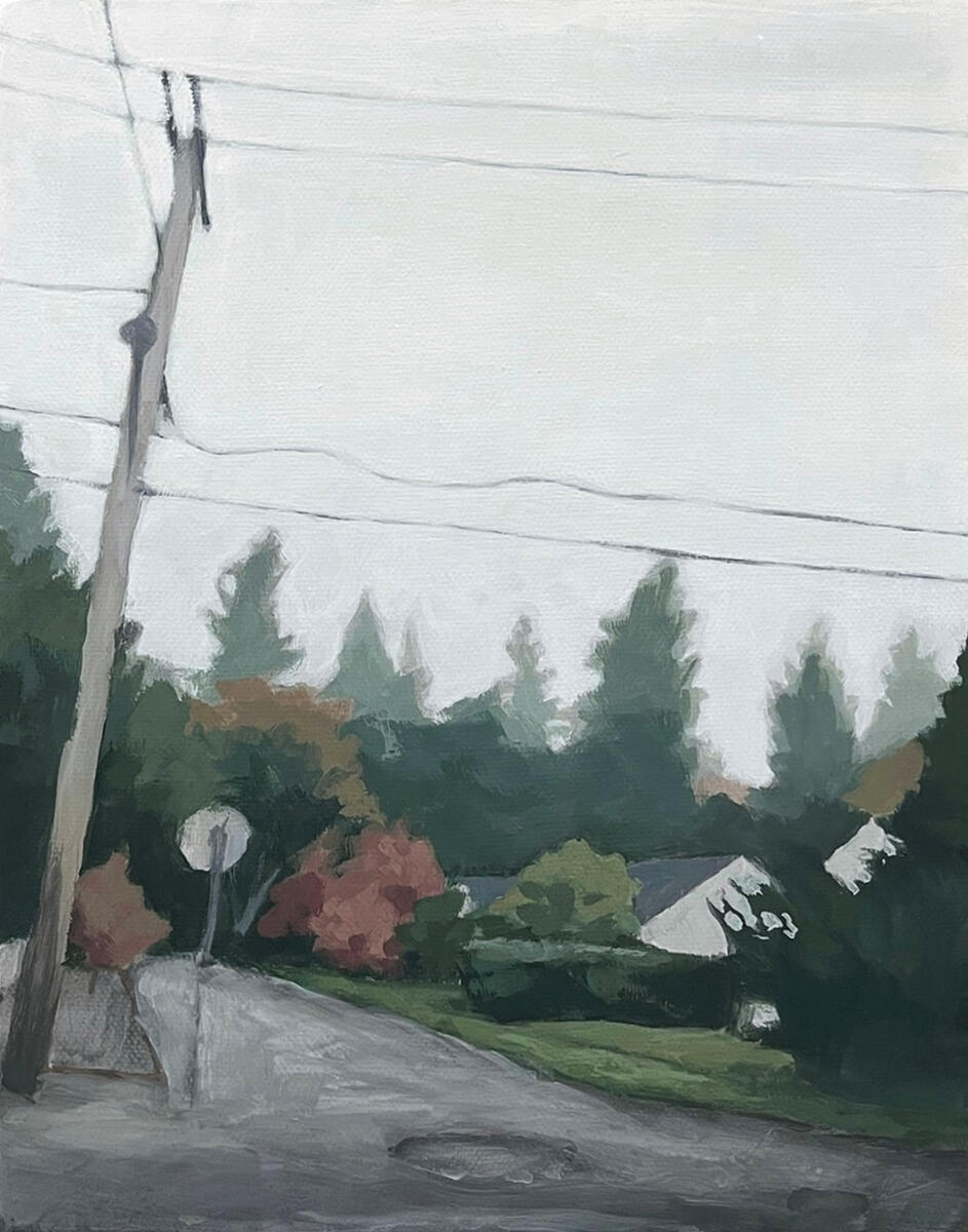 7:40am PST, 2024, acrylic on canvas, 8&quot;x10&quot;. (available)