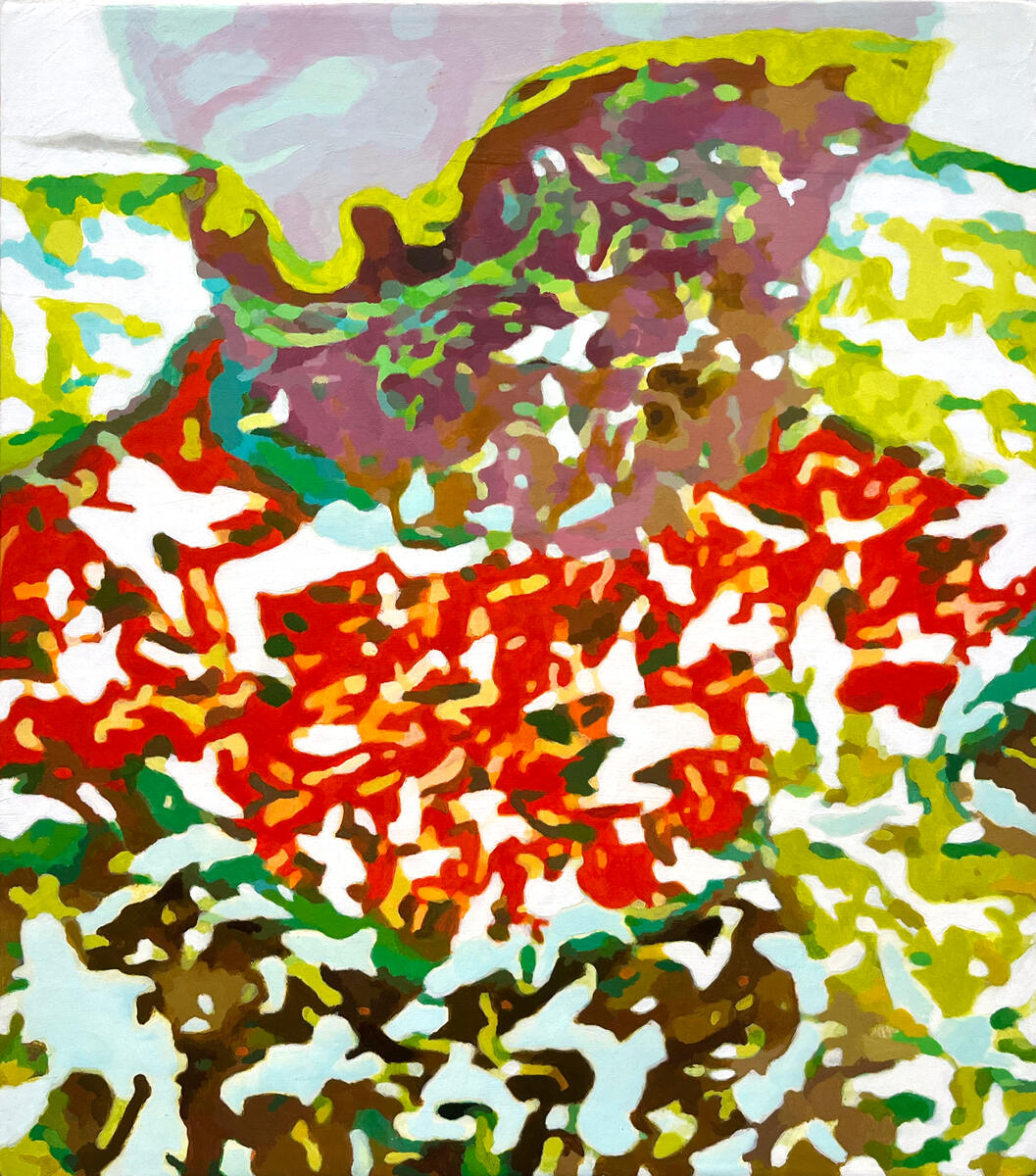 Ms. Cocoa Bear&#39;s cells, 2023, acrylic on canvas, 13&quot;x15&quot;. (unavailable)