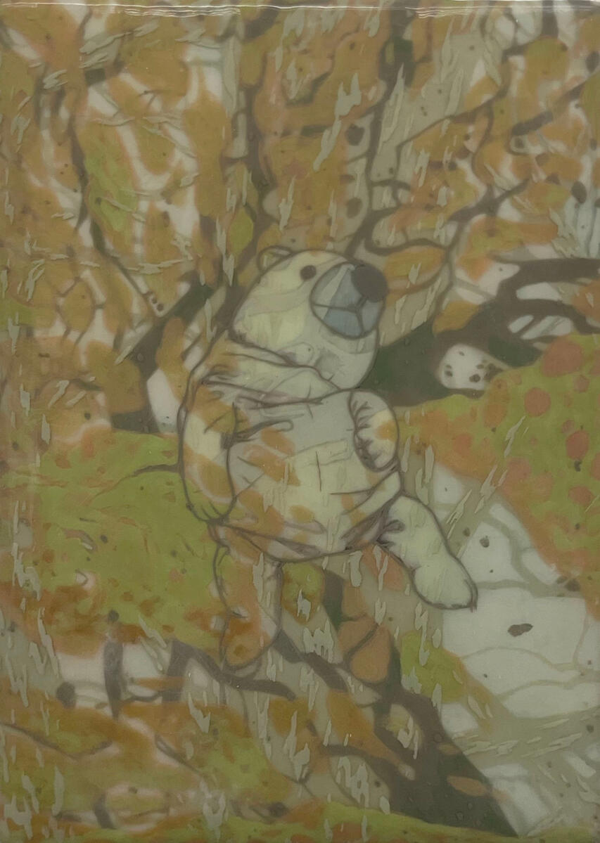 Untitled, 2023, acrylic &amp; gloss gel on canvas, 5&quot;x7&quot;. (available)