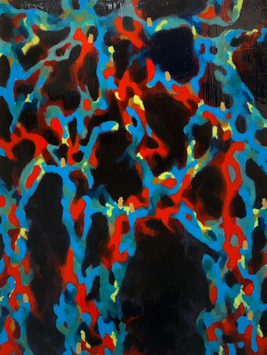 Jungle gym, 2022, acrylic &amp; gloss gel on canvas, 16&quot;x20&quot;. (available)