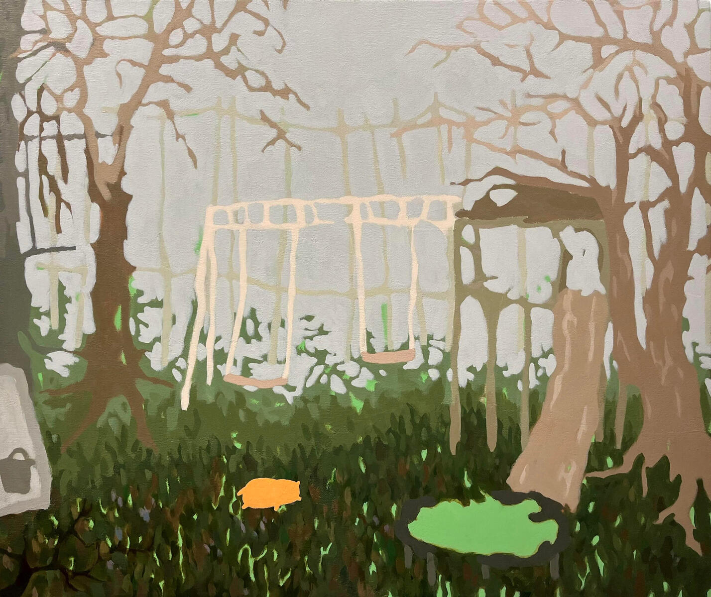 Asleep in the backyard, 2022, acrylic on canvas, 24&quot;x20&quot;. (unavailable)