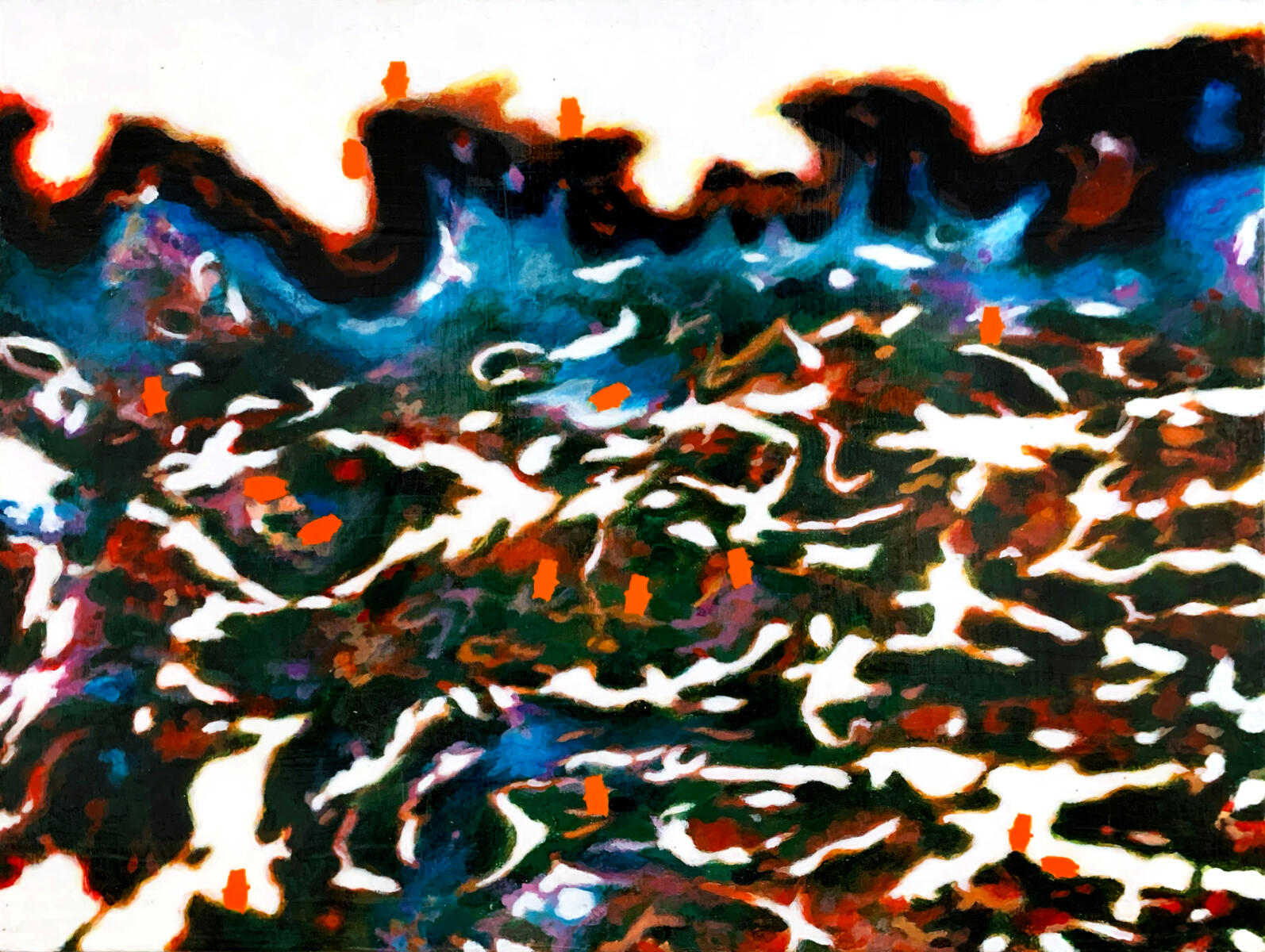 Scar cell, 2022, acrylic &amp; gloss gel on canvas, 20&quot;x15&quot;. (available)