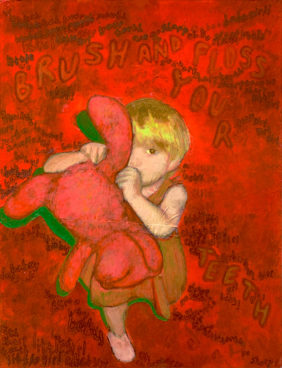 Melodramatic, 2021, acrylic &amp; gloss gel on masonite panel, 9&quot;x12&quot;. (unavailable)