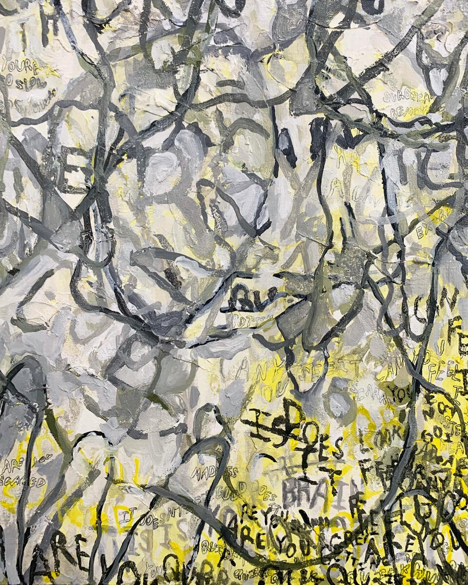 How does it feel, 2021, acrylic on masonite, 9&quot;x12&quot;. (unavailable)