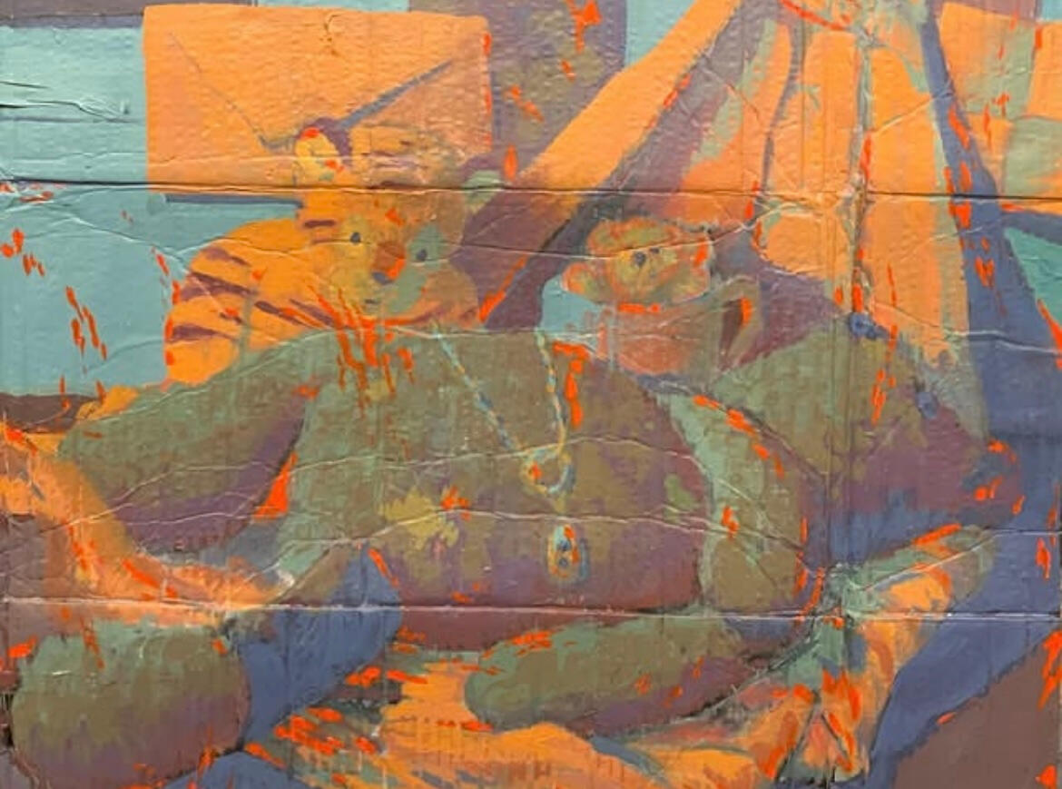 Still life, 2021, acrylic on cardboard, 24&quot;x20&quot;. (unavailable)